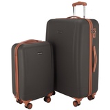 HAUPTSTADTKOFFER - Wannsee - 2er Koffer-Set Trolley-Set Rollkoffer Reisekoffer, TSA, (S & L), Titan/Braun