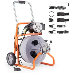 VEVOR Rohrreinigungsmaschine Rohrreiniger mit Rädern automatisch 22,86mx12,7mm