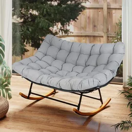 Costway Schaukelsessel Polyester 320 x 100 x 80 cm Schwarz/Naturbelassen/Grau mit Kissen