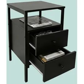 Relaxdays Nachtschrank 2 Schubladen 40 x 40 x 61 cm Schwarz