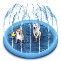 Hundepool für Hunde, Planschbecken für Haustiere, 100cm faltbar Sprinkler- und Spritzwasser-Spielmatte, Hunde Planschbecken, Sommerspielzeug,Sprühkissen Garten Outdoor tragbare Sprinkler