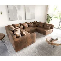 DeLife Wohnlandschaft Clovis Braun Antik Optik Armlehne