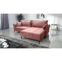 Fun Möbel Ecksofa Schlafsofa Sofa VICTORIA Stoff Element Altrosa Ottomane Rechts - Rosa