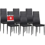 ALBATROS Esszimmerstühle 6er Set Milano, Schwarz - Edles Italienisches Design, Kunstleder-Bezug, bequemer Polsterstuhl - SGS geprüft - Moderner Küchenstuhl, Stuhl Esszimmer