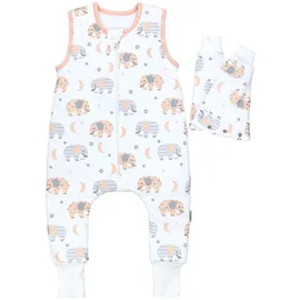 TupTam Schlafsack mit Beinen und Ärmeln OEKO-TEX zertifizierte Materialien, Winterschlafsack 2,5 TOG Unisex, Farbe: Elefant/Mond, Größe: 68-74 - 68-74