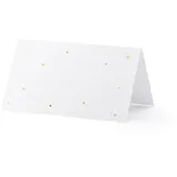 Partydeco Tischkarten Punkte 9,5x5,5cm 10 Stück Platzkarten Hochzeit Geburtstag Konfirmation blanko weiß Gold