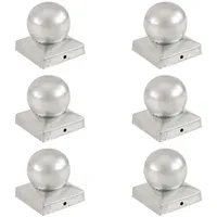 vidaXL Pfostenkappen 6 Stk. Kugelform Verzinktes Metall 91 x 91 mm