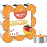 bolsius True Scents – 18 Teelichter – Mango – Brenndauer: 4 Stunden – Innendekoration – natürliche Extrakte – mit natürlichem veganem Wachs