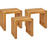 Beliani Gartenhocker 3er Set 45 x 43 x 45 cm braun/bronze