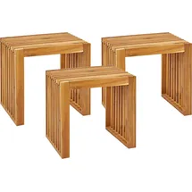 Beliani Gartenhocker 3er Set 45 x 43 x 45 cm braun/bronze