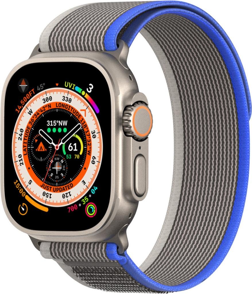 Dux Ducis Klettverschluss-Sportarmband für Apple Watch 8 / 7 / 6 / SE / 5 / 4 / 3 / 2 / 1 (38, 40, 41 mm) Dux (38 mm, 40 mm, 41 mm, Nylon), Uhrenarmband, Blau, Grau