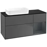 Villeroy & Boch Finion Waschtischunterschrank F692HGGK 120x60,3x50,1cm, Regal rechts Midnight Blue Matt Lacquer, Anthracite matt