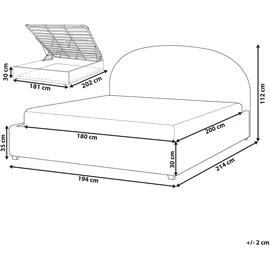 Beliani Polsterbett, Hellblau, Textil, 180x200 cm Schlafzimmer, Betten, Polsterbetten
