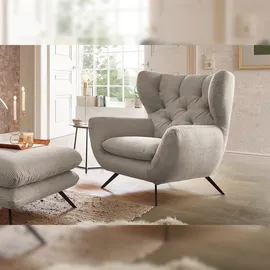 KAWOLA Sessel CHARME Hochlehnsessel Cord steingrau