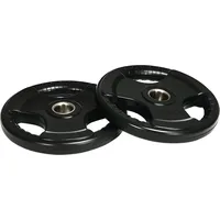 sportnow Hantelscheiben 2 x 15 KG Tri-Grip gummierte Olympiascheiben schwarz