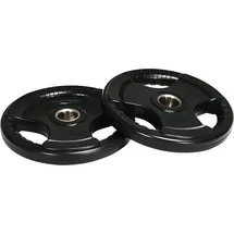 sportnow Hantelscheiben 2 x 15 KG Tri-Grip gummierte Olympiascheiben schwarz