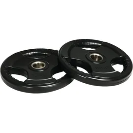 sportnow Hantelscheiben 2 x 15 KG Tri-Grip gummierte Olympiascheiben schwarz