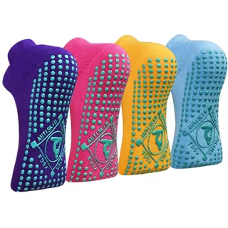 ELUTONG Yoga Socken Anti-Rutsch-Socken (4 Paare) für Damen Pilates, Barre, Tanz, Ballett, Kampfsport, Trampolin, Yoga,Fitness, Krankenhaus, Reha, Heim- und Körperbalance EU 35-40 - 35-40
