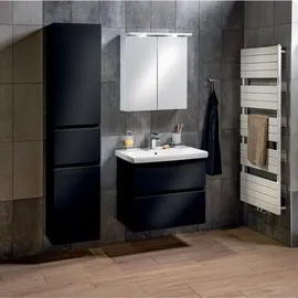 a&n&a aQualine ALTAIR Hochschrank mit Wäschekorb 40 x 184 x 31 cm Schwarz Matt