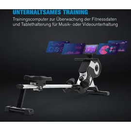 capital sports Rudergerät, Rudermaschine für Effizientes Krafttraining, Rowing Machine, Hometrainer, Rudergerät für Zuhause 150kg, 105cm Alu-Gl... - Schwarz