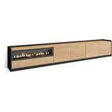 SKRAUT HOME Lowboard 310x50x37 cm Eiche Schwarz Holzwerkstoff