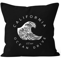 Autiga Dekokissen Kissenbezug Welle Wave California Ocean Drive Surf Summer Kissen-Hülle Deko-Kissen Autiga® schwarz