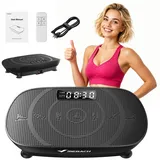 MERACH Vibrationsplatte Mini-Vibrationsplattform mit LED-Display, 100 W, 10 Intensitätsstufen, mit Fernbedienung, für Ganzkörpertraining zu Hause, bis 150 kg schwarz