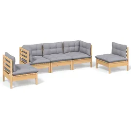 vidaXL Garten-Lounge-Set 5-tlg. grau Kiefer