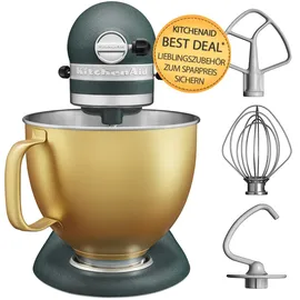KitchenAid Artisan 5KSM156 pebbled palm mit goldener Schüssel