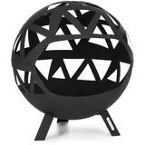 Blumfeldt Colima Feuerschale Ø 66 cm Kugelform mit Holzkohlerost & Ascheschale geometrisch Schwarz