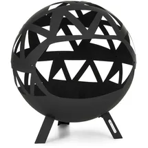 Blumfeldt Colima Feuerschale Ø 66 cm Kugelform mit Holzkohlerost & Ascheschale geometrisch Schwarz