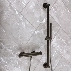 Thermostatisches Duschventil (rund) inkl. Brausestangenset – schwarzes Nickel - Otto
