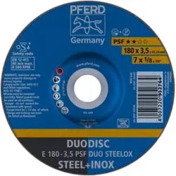PFERD DUODISC Trenn-/Schleif. E 180x3,5x22,23 mm gekr. Uni.-Linie PSF DUO STEELOX f. Stahl/VA