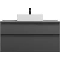 Burgbad Eqio Keramik-Aufsatzwaschtisch quadratisch, mittig, inklusive Waschtischunterschrank, Breite 1200mm,