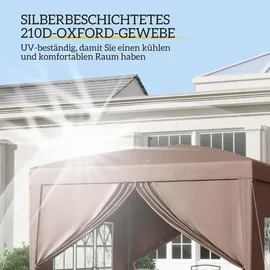 Outsunny Faltpavillon 3 x 3 m inkl. 4 Seitenteile Braun