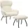 SalesFever Sessel mit Hocker Teddyfell 79 x 103 x 82 cm Beige