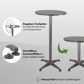 Baumarktplus 2x Stehtisch 2in1 Bistrotisch Alu klappbar höhenverstellbar 70/115 cm ø 60 cm