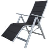 Strandgut Aluminium gepolsteter Liegestuhl Liegesessel Campingliege 8fach verstellbar grau/schwarz