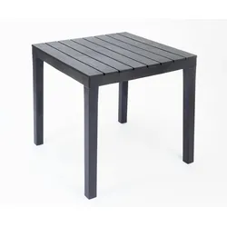 Supplier Brand Gartenesstisch Bali, Kunststoff, 78 x 78 cm, Holz Optik, eckig, anthrazit