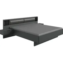 WIMEX Bettanlage WIMEX "Barcelona", schwarz (graphit, glas schwarz), B:269cm H:92cm T:210cm, Spanplatte, Schlafzimmermöbel-Sets, mit integrierter LED Beleuchtung
