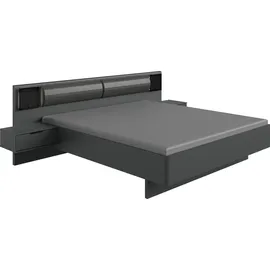 WIMEX Bettanlage WIMEX "Barcelona", schwarz (graphit, glas schwarz), B:269cm H:92cm T:210cm, Spanplatte, Schlafzimmermöbel-Sets, mit integrierter LED Beleuchtung