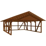 SKANHOLZ Skan Holz Carport Schwarzwald m. Dachlattung u. Rückwand 684 x 772 cm Nuss