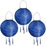 Yeehliny Solar Lampions Außen Wetterfest Solarlampiongs Outdoor Hängend Solar Lampion mit Quasten, 30cm Papierlaterner Aus Nylon, Solar Laterne Solarlampen für Außen Garten Balkon (3pcs/#Blau)