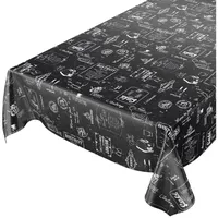 ANRO Wachstuchtischdecke Wachstuch Wachstischdecke Tischdecke abwaschbar Schwarz Bistro Retro