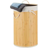 Relaxdays Relaxdays, Wäschekorb Bambus, rund Ø 41 cm, 10019051_550