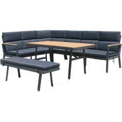 Gardissimo Dining-Ecklounge "Nabari" inkl. Ecksofa, Bank, Tisch und Kissen,anthrazit / braun,ohne Sessel