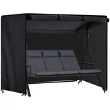 LuxusKollektion Gartenmöbel-Schutzhülle Hollywoodschaukel Abdeckung 3-4Sitzer 600D Oxford Wasserdicht schwarz