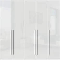 Kleiderschrank PLACES OF STYLE "Piano", weiß (weiß hochglanz), B:227cm H:224cm T:56cm, Spanplatte, Schränke, Drehtürenschrank Kleiderschrank, weiß, UV lackiert, hochglänzend, Soft-Close Funktion