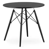 Esstisch Esszimmertisch rund mit Ø von 80 cm, runder Holztisch Modern 80 x 80 x 72 cm, 18 mm Dicke, Holz Esszimmer Küche Wohnzimmer schwarz mit s...