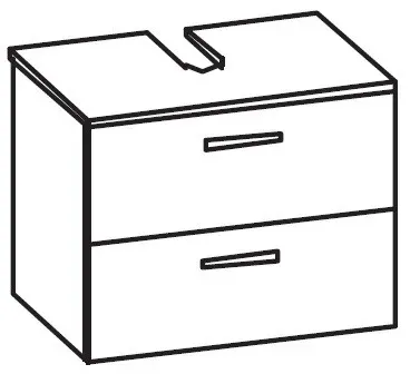 Artiqua 400 Universalwaschtischunterschrank, Stahlgrau Metallic, 400-WB2L-1-75-7141-88 400-WB2L-1-75-7141-88